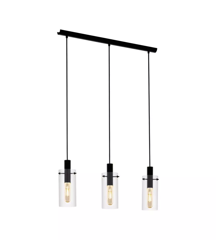 Lampada a sospensione "montefino" 3 punti luce, h110 cm